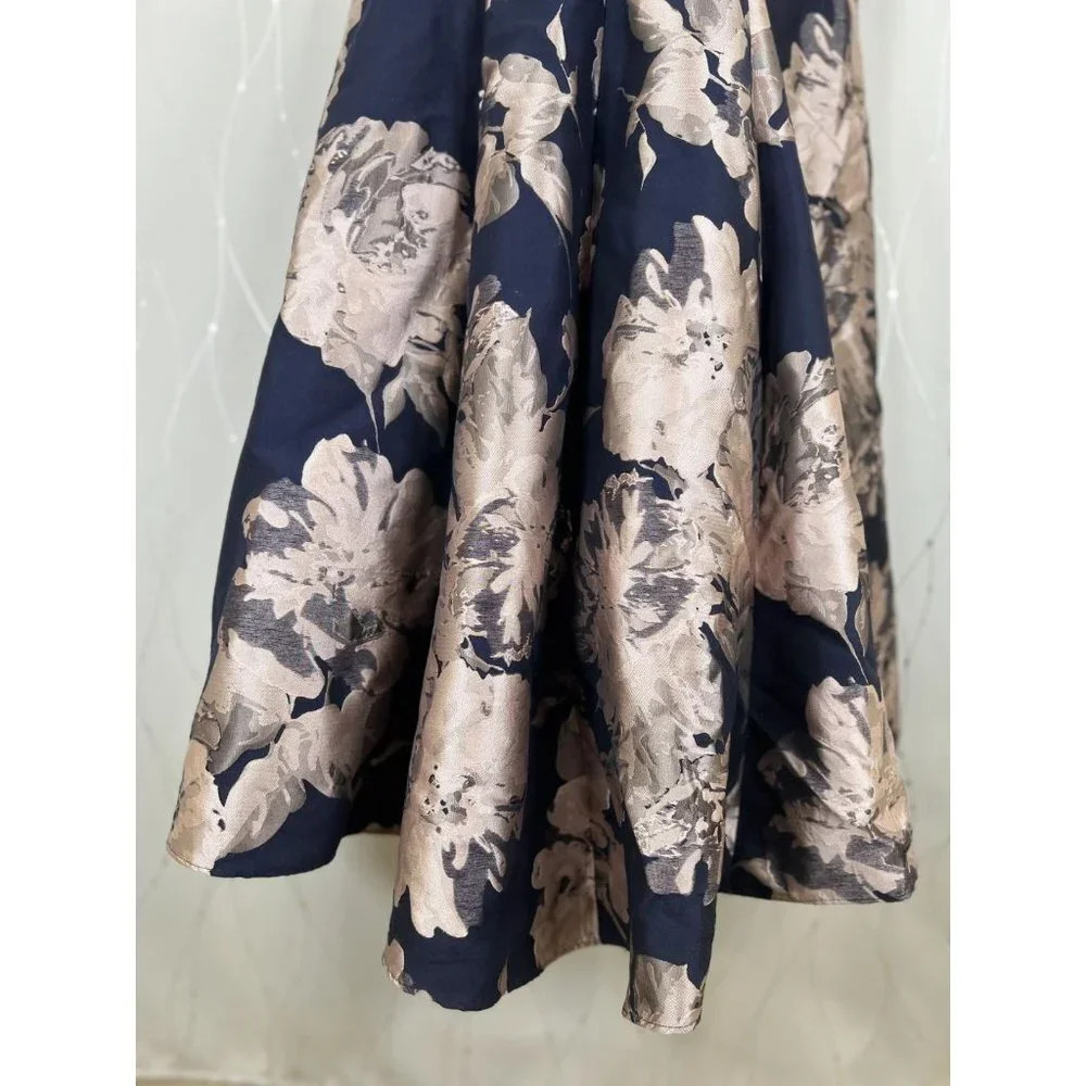 NWT Xscape Navy Floral Brocade Mermaid Gown $249 - Picture 12 of 16